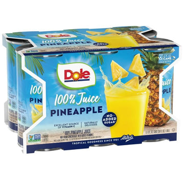 KD Chocolates Dale 100% Pineapple Juice, Canned Pineapple Juice, Pack of 6, 6 Oz Cans