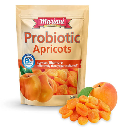 Mariani Probiotic Dried Apricots, Gluten Free, Vegan, No Preservatives - Healthy Snack for Kids & Adults, 6oz