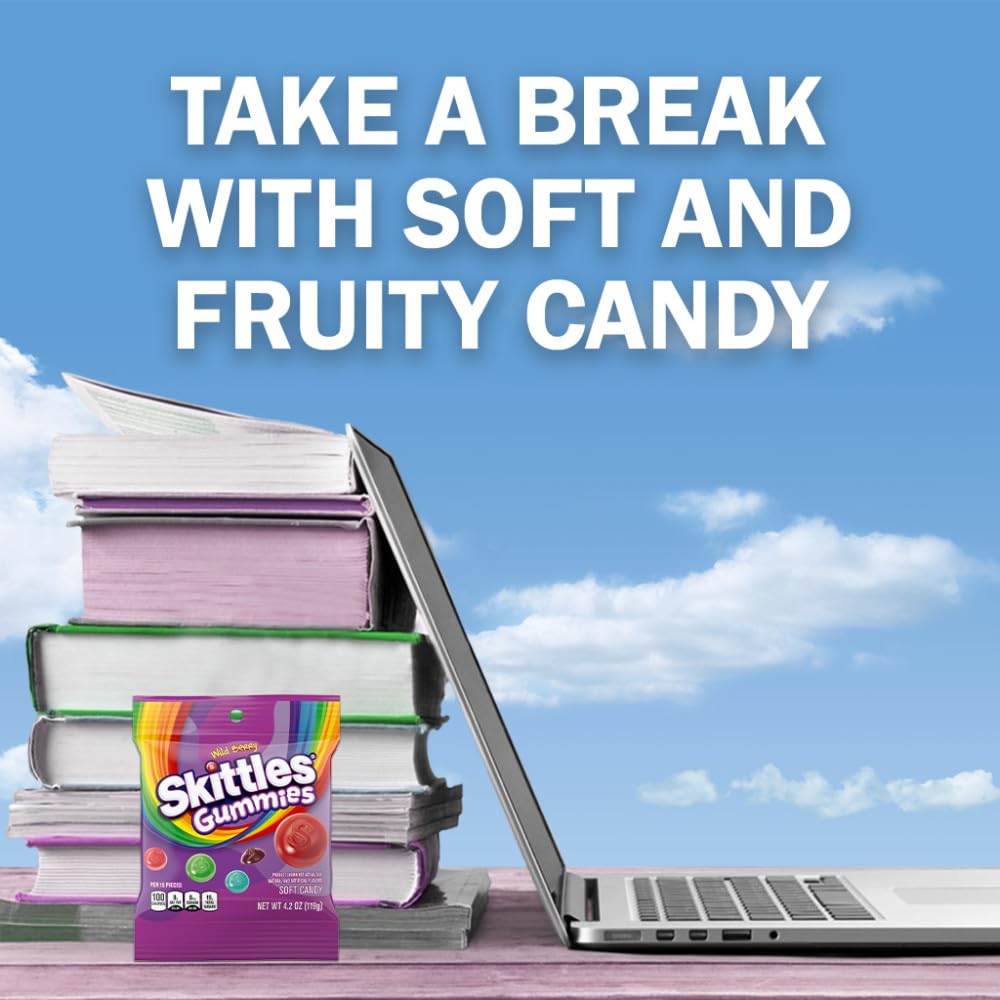 SKITTLES Gummies Wild Berry Fruit Gummy Candy  4.2 Oz Bags (Pack of 12)