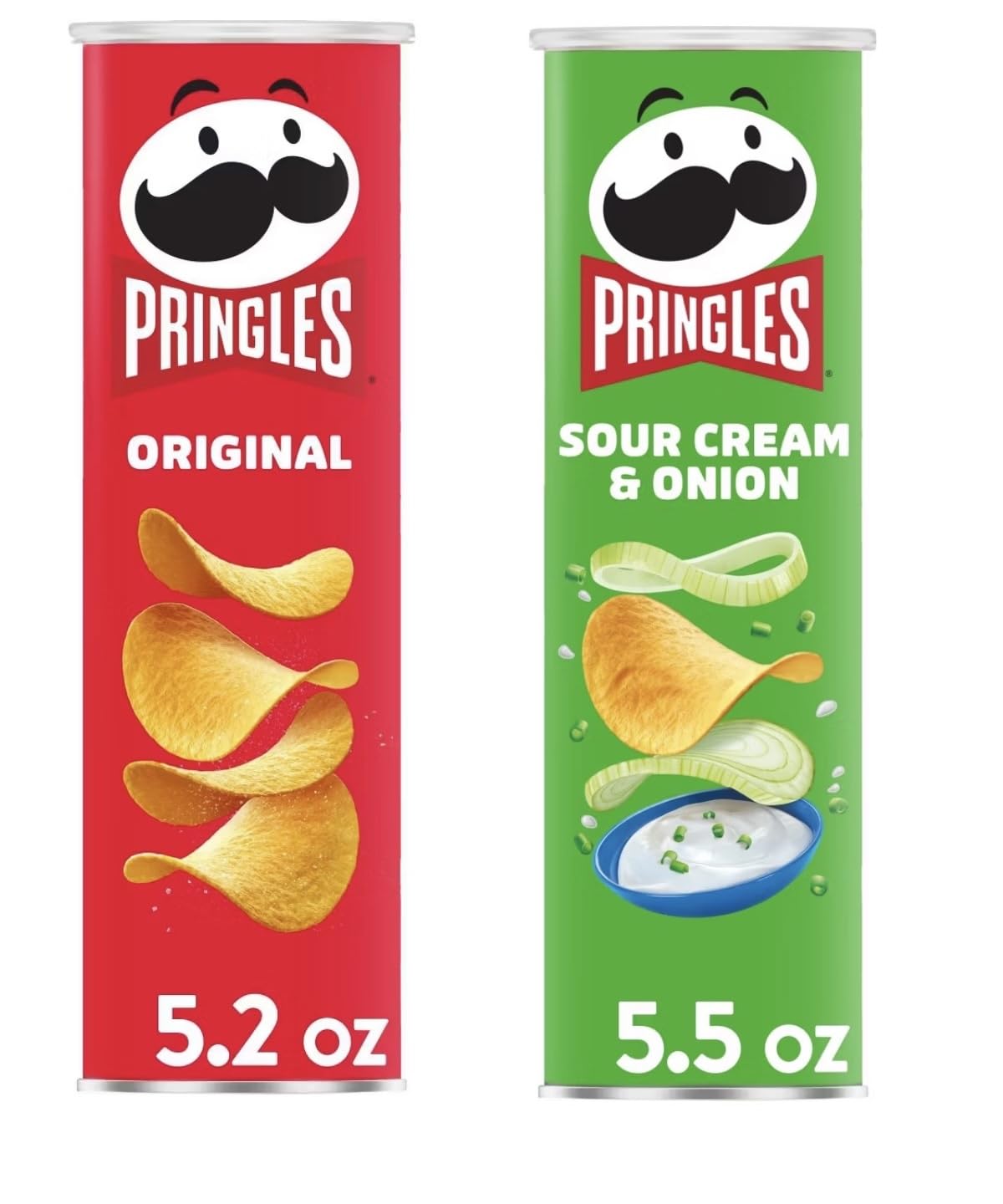 Pringles Potato Chips Flavor Pairing Variety Set 5.5oz - 2 cans (Original & Sour Cream Onion)