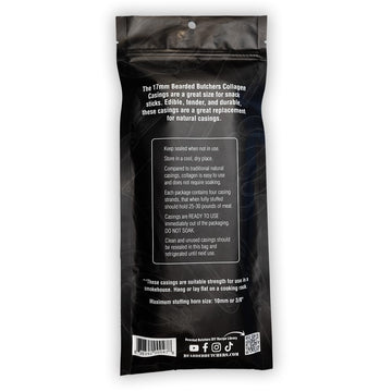 BEARDED BUTCHER EDIBLE Collagen Snack Stick Casings, 17mm, 4-Pack, Dye Free, 6 Ounce