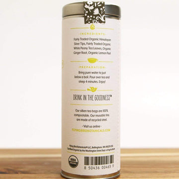 Flying Bird Botanicals White Lemon Ginger Tea, 15 Ct
