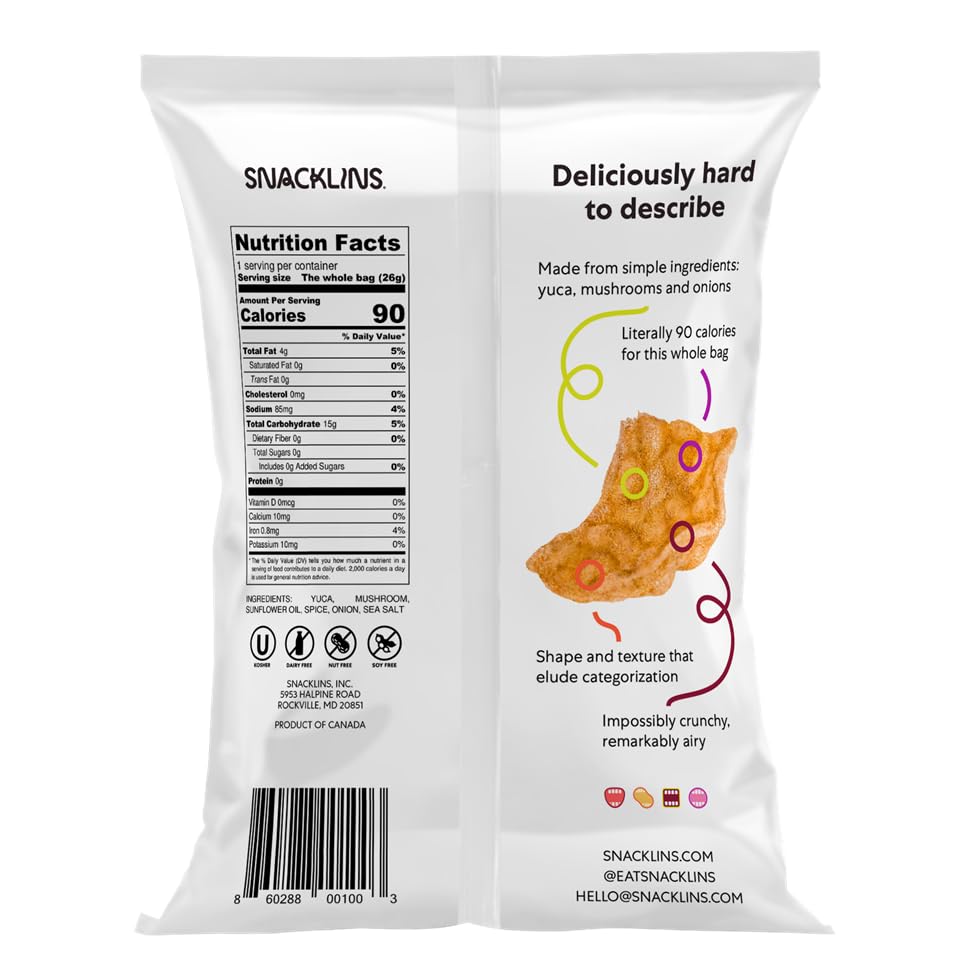 Snacklins Plant Based Crisps Barbeque - Only 90 Calories Per Bag, Gluten Free, Grain Free, 100% Kosher For Passover, Vegan Healt
