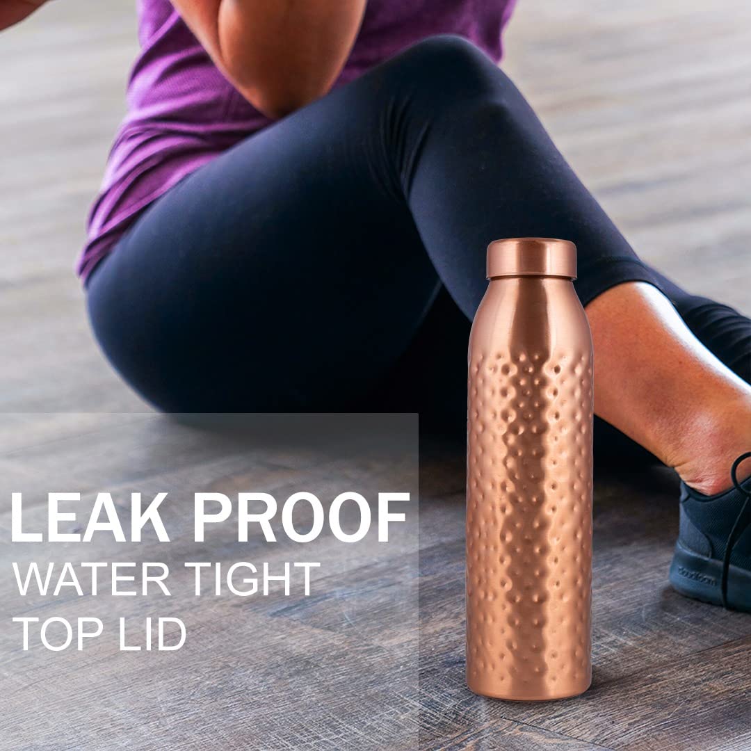 Norman Jr, Hammered Copper Water Bottle 1 Ltr Extra Large - An Ayurvedic Pure Premium Copper Vessel- Drink More Water, Lower Sug