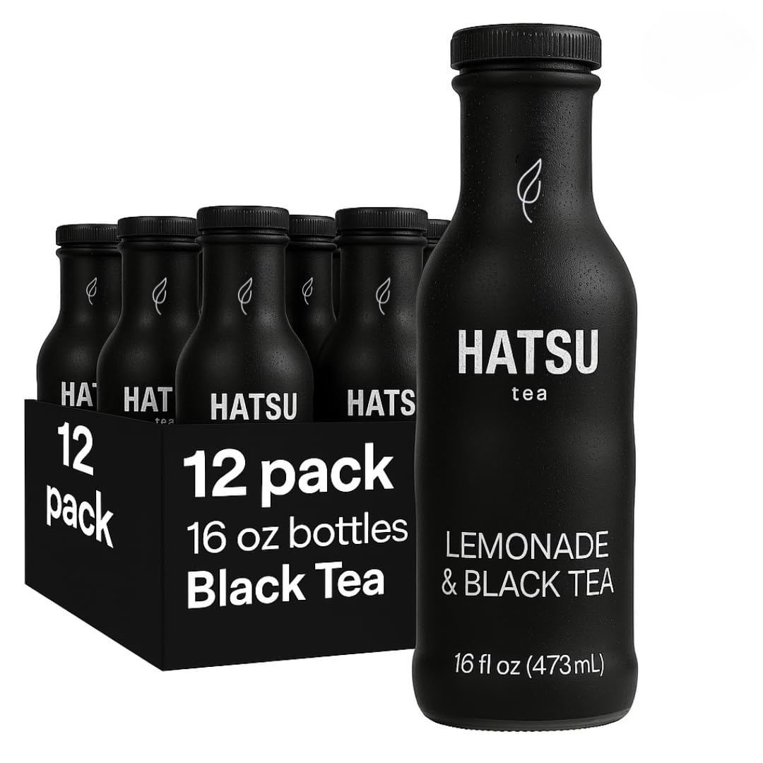 Hatsu Black Tea Lemonade Flavor Iced Tea, 16.9 fl oz Bottles, Pack of 12