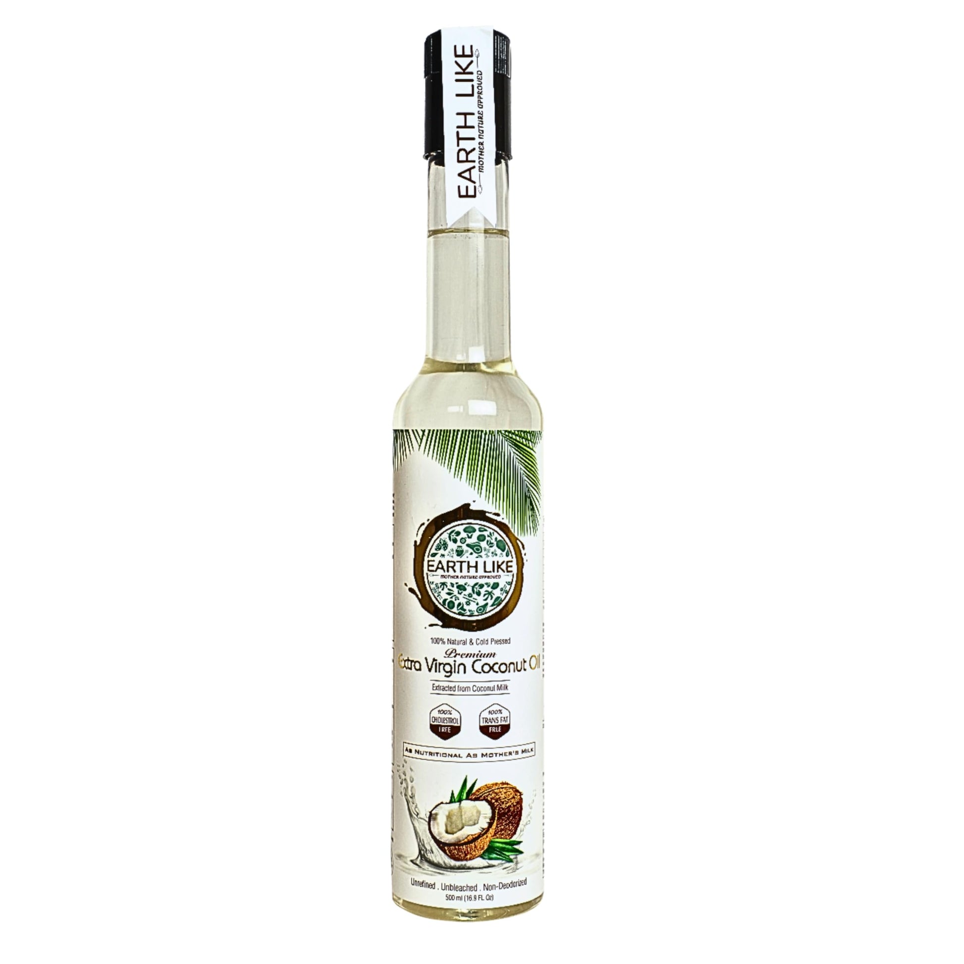 Earth Like Extra Virgin Coconut Oil (500Ml) 100% Natural Cold Pressed From Fresh Coconut Milk, Nourishing & Enriching For Skin C