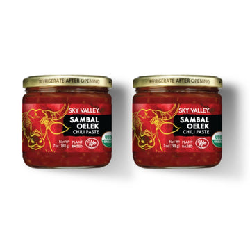 Sky Valley Sambal Oelek Chili Paste - Red Jalapenos & Garlic - 7 Oz, 2-Pack - Gluten Free, Vegan, USDA Organic, Non-GMO