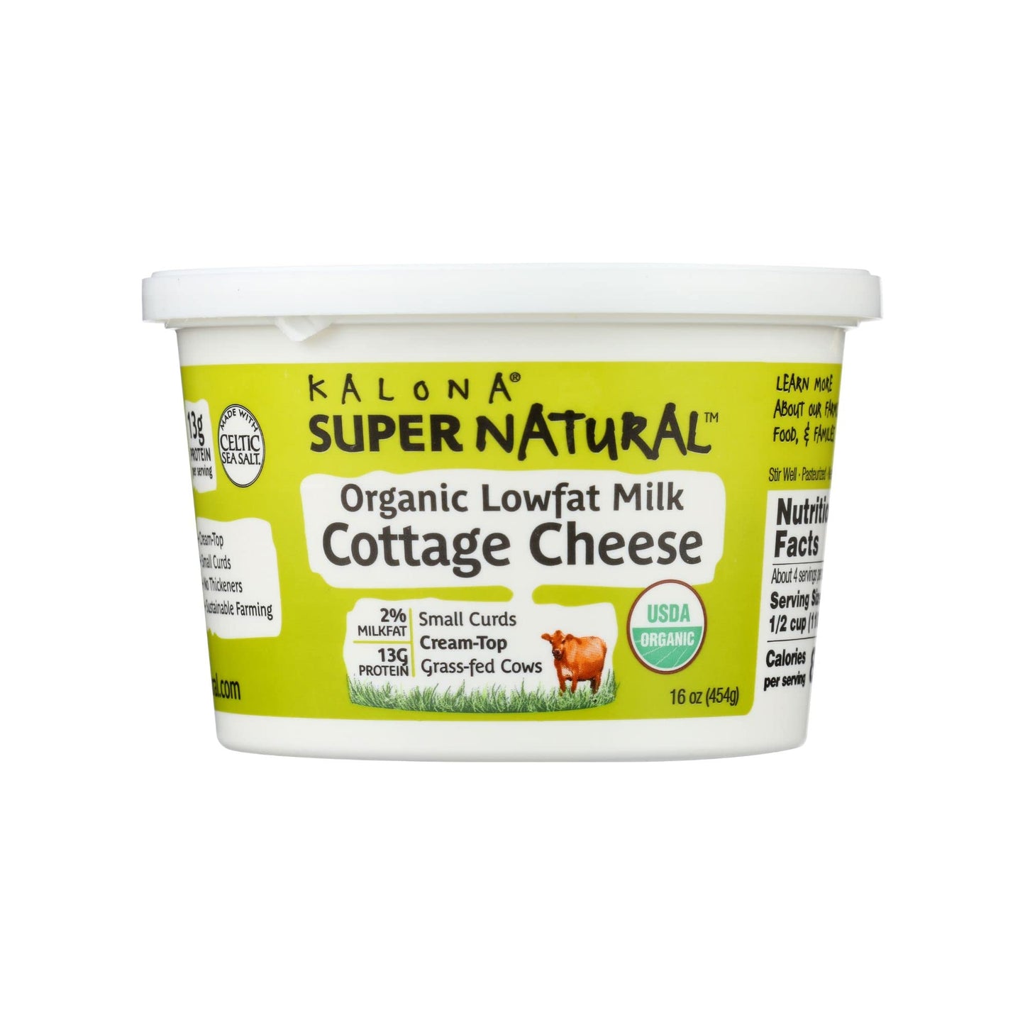Kalona Super Natural Organic Reduced Fat 2% Cottage Cheese, 16 oz