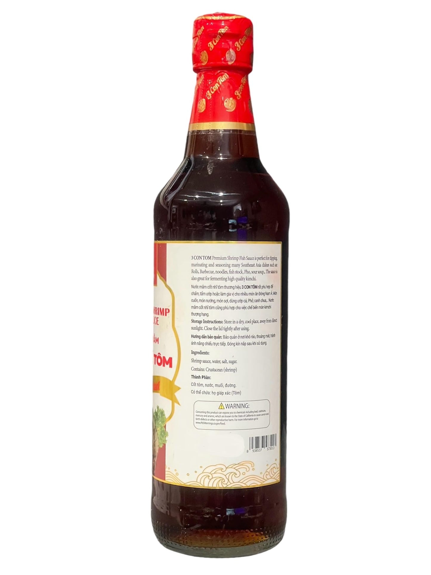1 Pack - Premium Shrimp Fish Sauce Glass Bottle - Nuoc Mam Cot Nhi Tom Chai Thuy Tinh - 16.9 Oz Per Glass Bottle