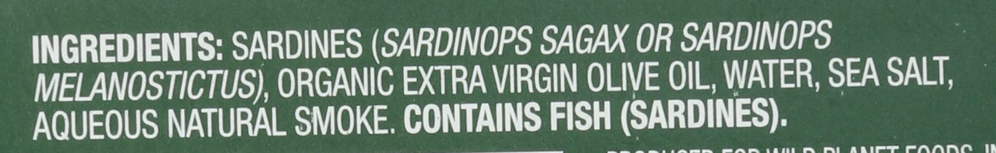 Wild  t Lightly Smoked Sardines in Extra Virgin Olive Oil, 4.4 OZ, Plastic, Pack of 1