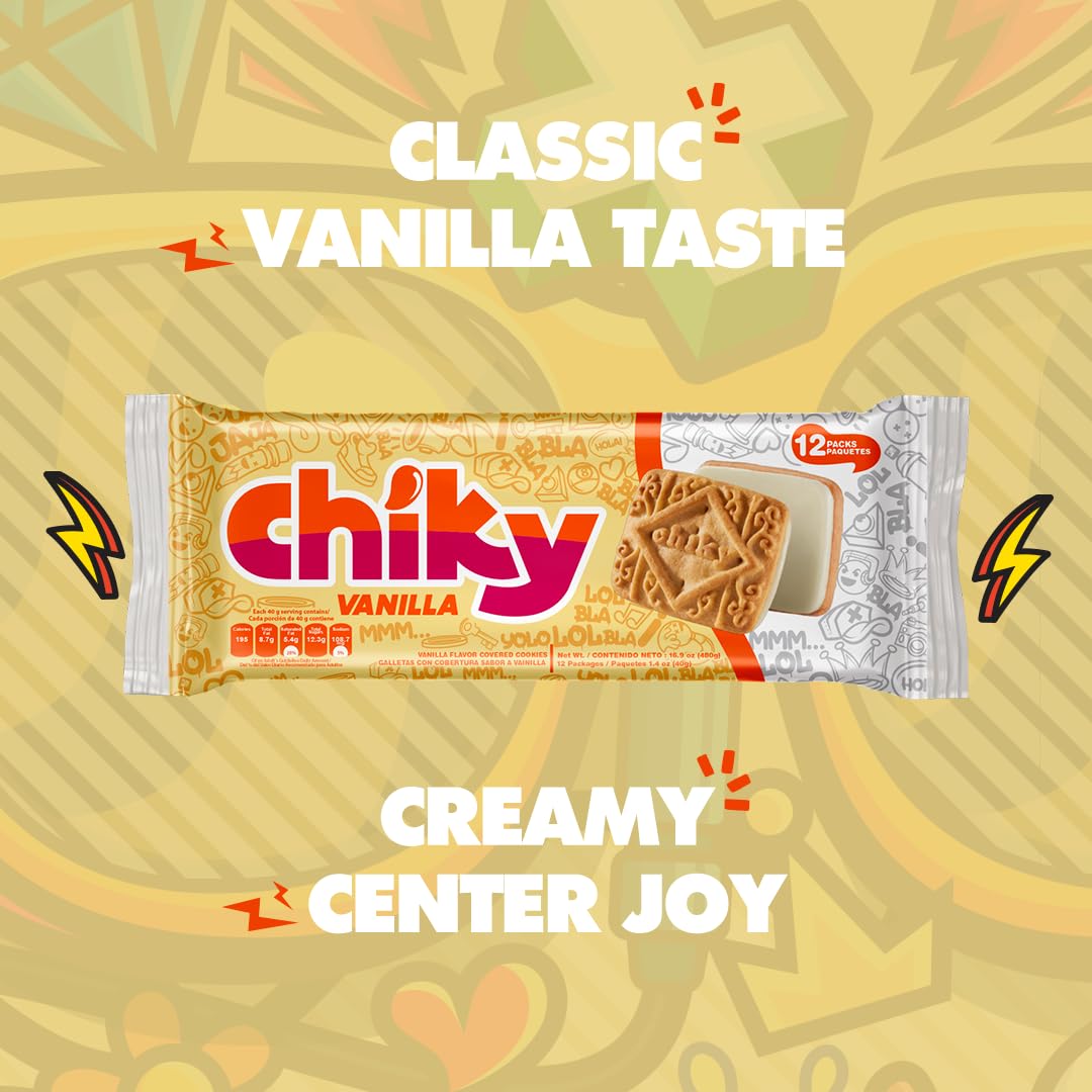 Chiky Vanilla Fudge Cookies, Crunchy & Sweet, Smooth Cream Center, Crispy Texture That Melts In Every Bite, 16.9 Ounces, 1 Box C