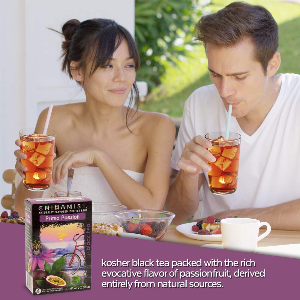China Mist Iced Tea - Primo Passion Black Tea Infusion - Refreshing And Delicious - Each Tea Bag Yields 1/2 Gallon - 4 Bags.