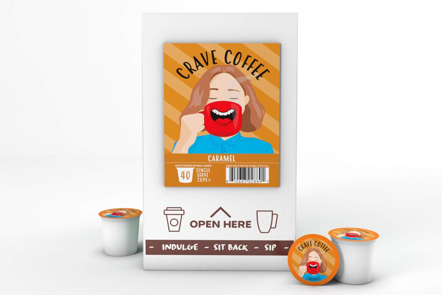 Crave Beverages Flavored Coffee Pods Compatible with 2.0 K-Cup malt-inspired, Caramel, 40 Count