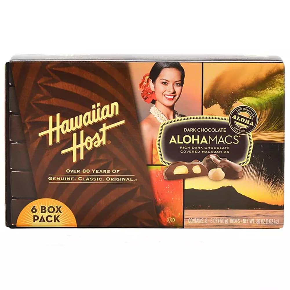 Dark Chocolate Covered Macadamia Nuts By Hawaiian Host, 5 Box Tote - 5 Ounces