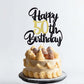 Klionjor 50th Birthday Cake Topper - Black Gold Glitter, Party Decoration, Photo Props