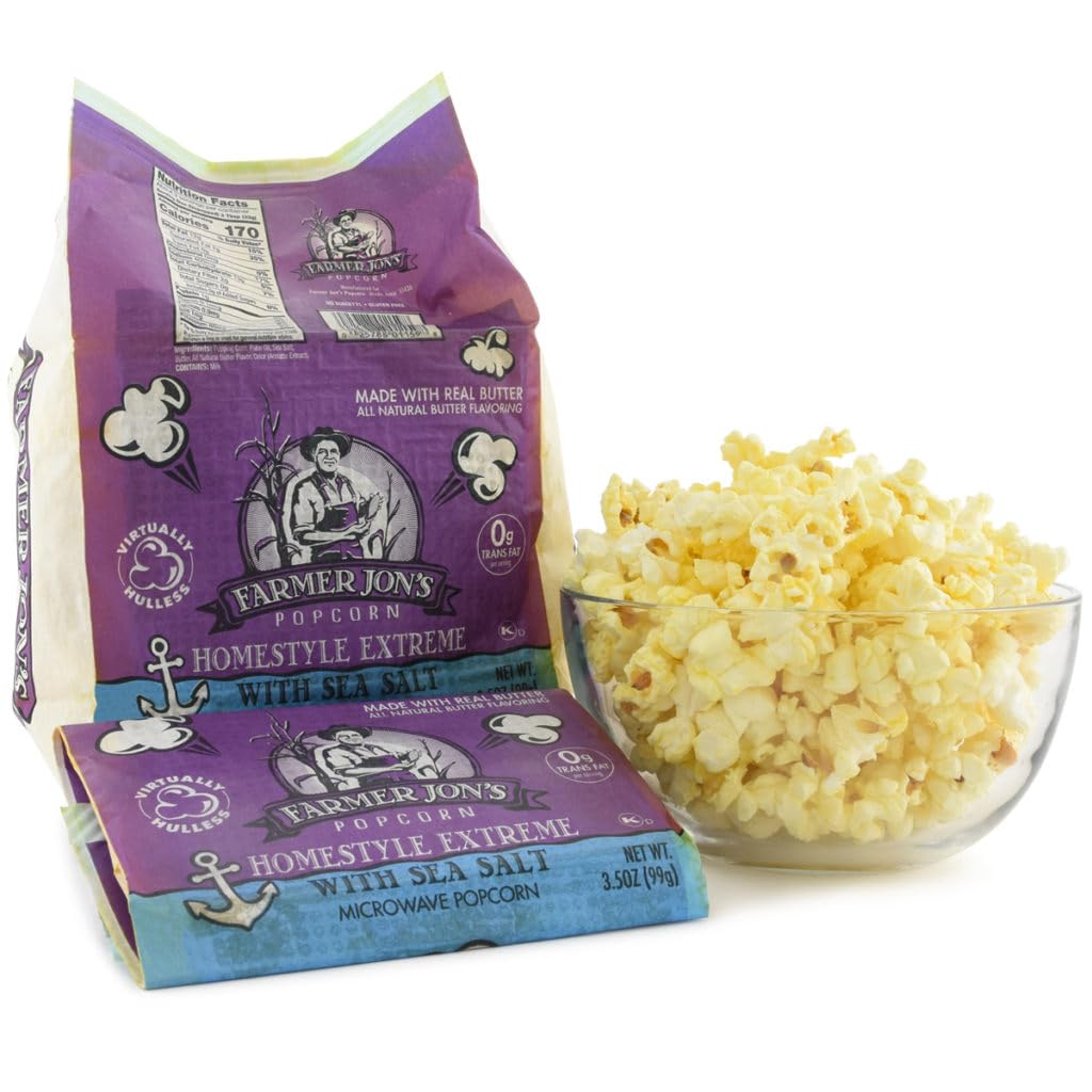 Farmer Jons Microwave Popcorn - Homestyle Extreme Butter - Farm Fresh Gourmet Snacks Made At Home - Delicious Flavor Safe Microw