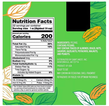 Member Mark Natural Raw Pecan Halves, 32 Oz, Unroasted, Gluten-Free, Non-Gmo