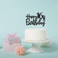 Black Glitter Happy 16Th Birthday Cake Topper, 16Th Anniversary, Sweet 16, Cheers To 16 Years Party Decorations