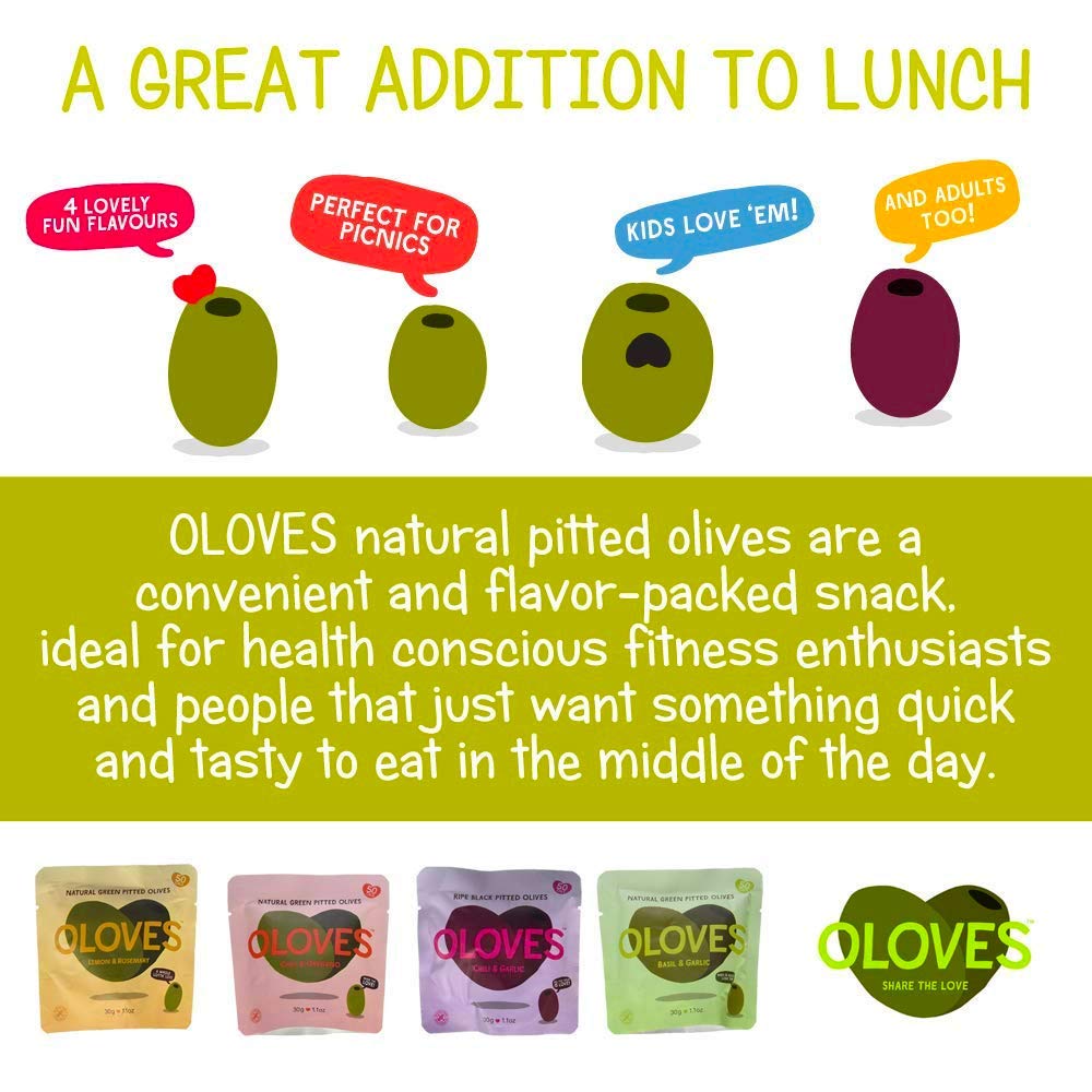Oloves Green Olive Basil & Garlic Single Serve, 1.1 Oz (10 Pack)