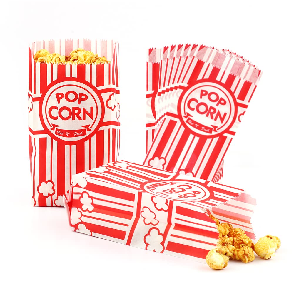 Zahaat 1000 Pcs 1 Oz Popcorn Bags Red And White Bulk Popcorn Bags For Individual Servings Small Paper Bag For Movie  Theater  Carnival Party  Decorations (1000)