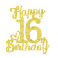 16 Birthday Cake Toppers-Gold Glitter, 16Th Cake Topper For Boy,16 Cake Topper For Girl, 16Th Birthday Decorations,16Th Birthday