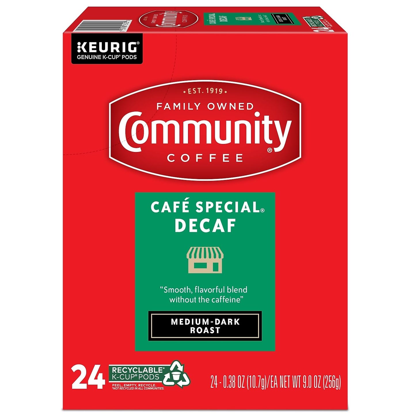 Community Coffee Café Special Decaf Medium-Dark Roast Coffee Pods, Compatible with Keurig 2.0, 24 Count