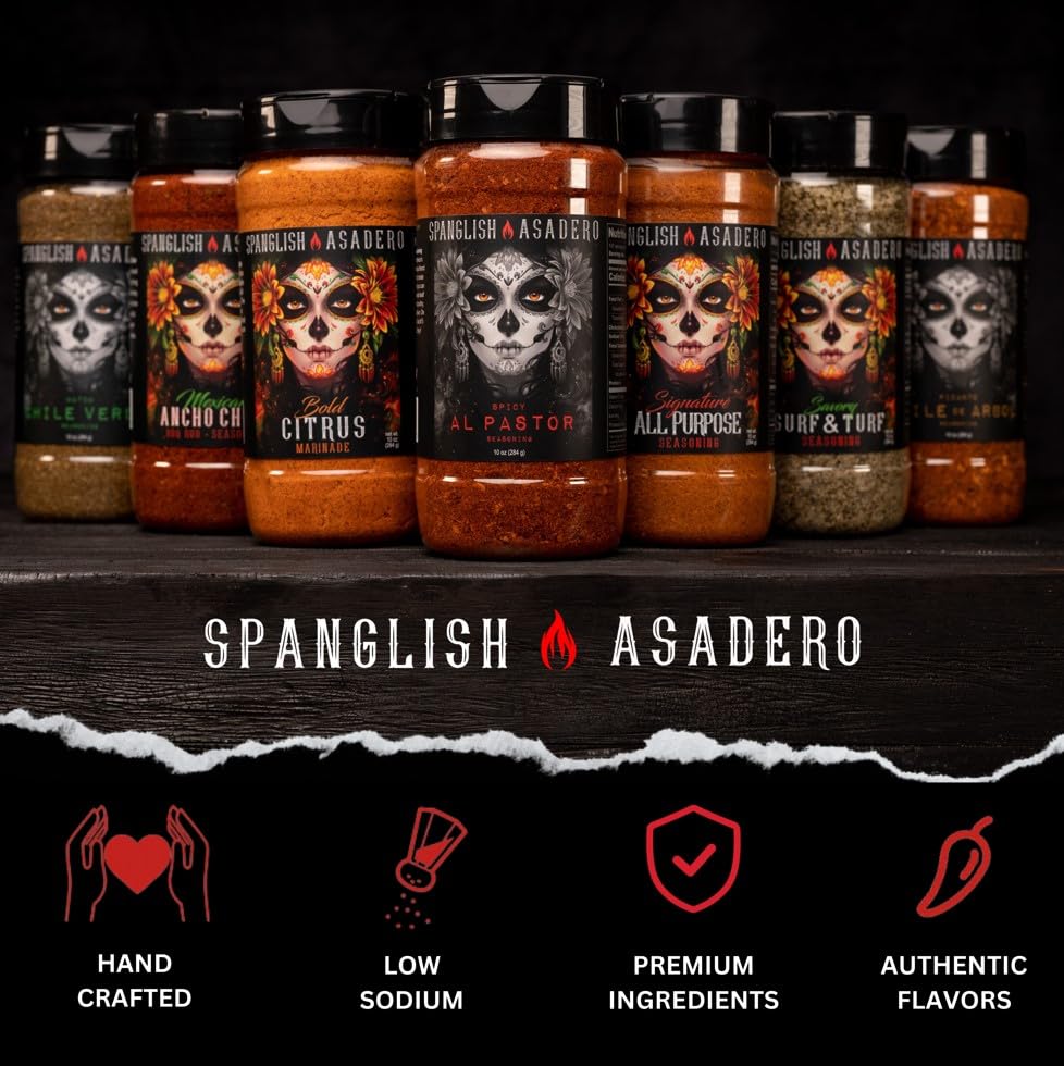 Spanglish Asadero Tangy Chile Limon Spice, 5oz Mexican Seasoning for Steak, Chicken, Pork, Lamb, & Elote, Low Sodium BBQ Rub