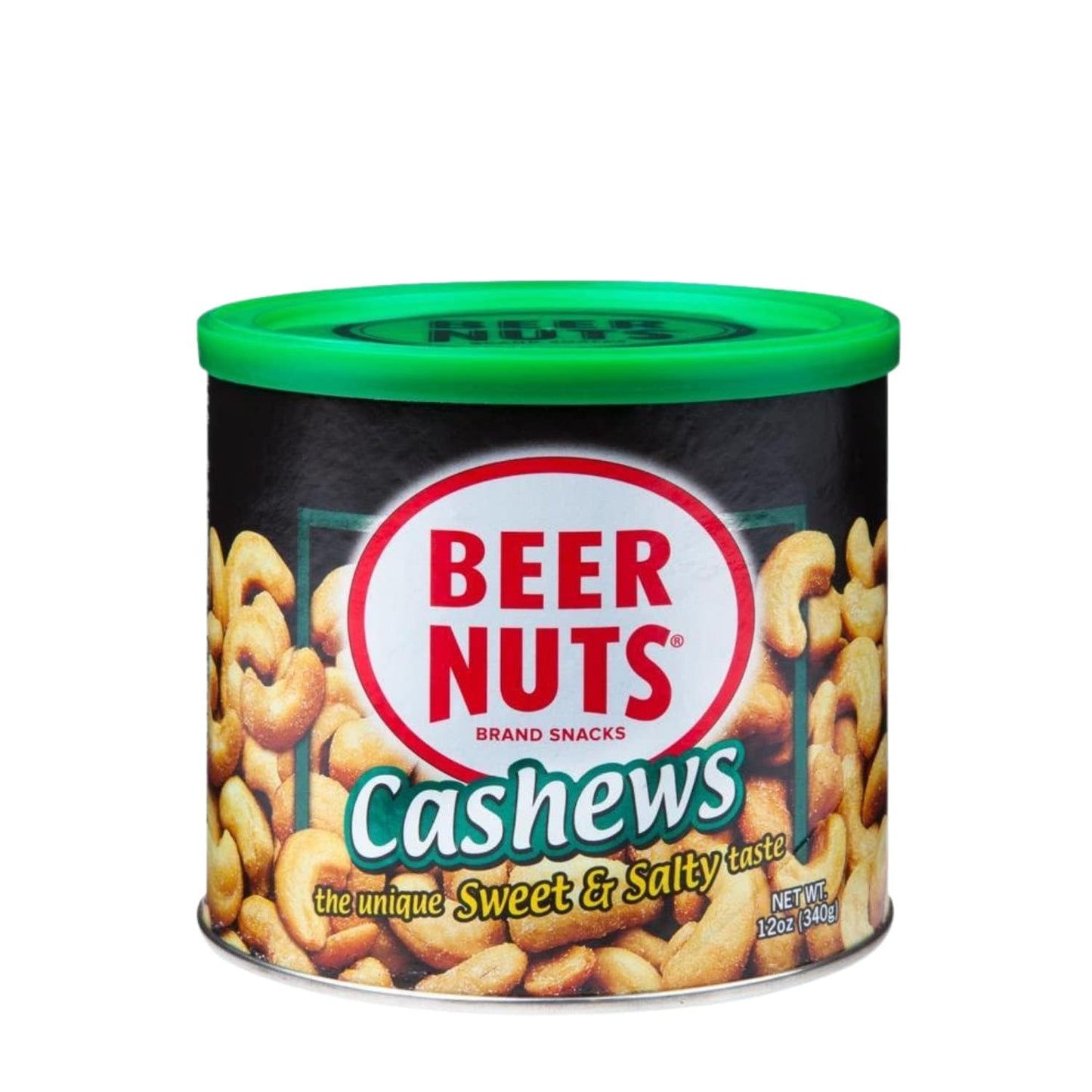 BEER NUTS Cashews - Sweet and Salty Snack - 12 oz. Can
