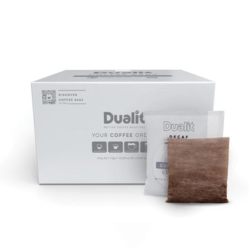 50 Premium Decaf Coffee Bags By Dualit - Compostable Coffee Bag With Recyclable Sachet For Easy, Mess Free Coffee On The Go - In