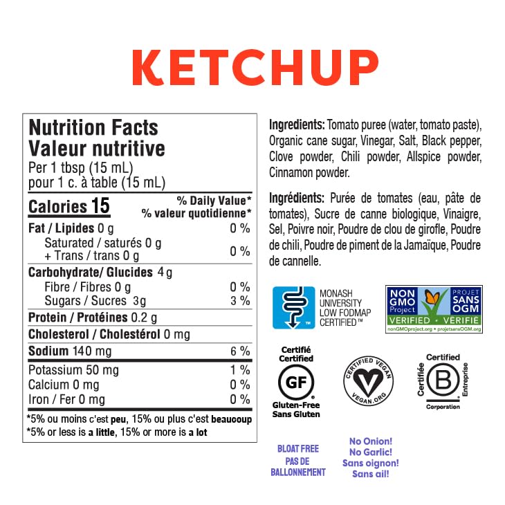 Fody Foods Vegan Tomato Ketchup, Low FODMAP Certified, Non-GMO, 2 Pack