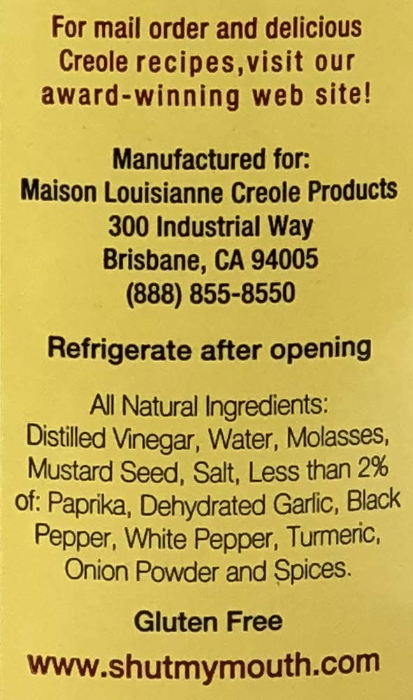 CREOLE MUSTARD - All Natural Gourmet Creole Ground Mustard, Fat Free and Mildly Spicy Mustard, Maison Louisianne Shut-My-Mouth M