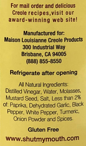 CREOLE MUSTARD - All Natural Gourmet Creole Ground Mustard, Fat Free and Mildly Spicy Mustard, Maison Louisianne Shut-My-Mouth M