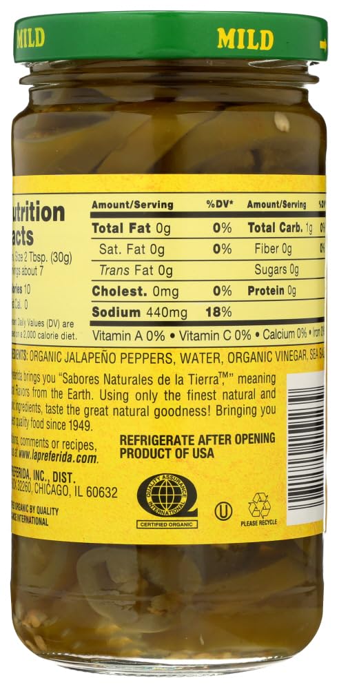 La Preferida Organic Jalapeno Nacho Slices, Mild, 11.5 Oz (Pack Of 3)