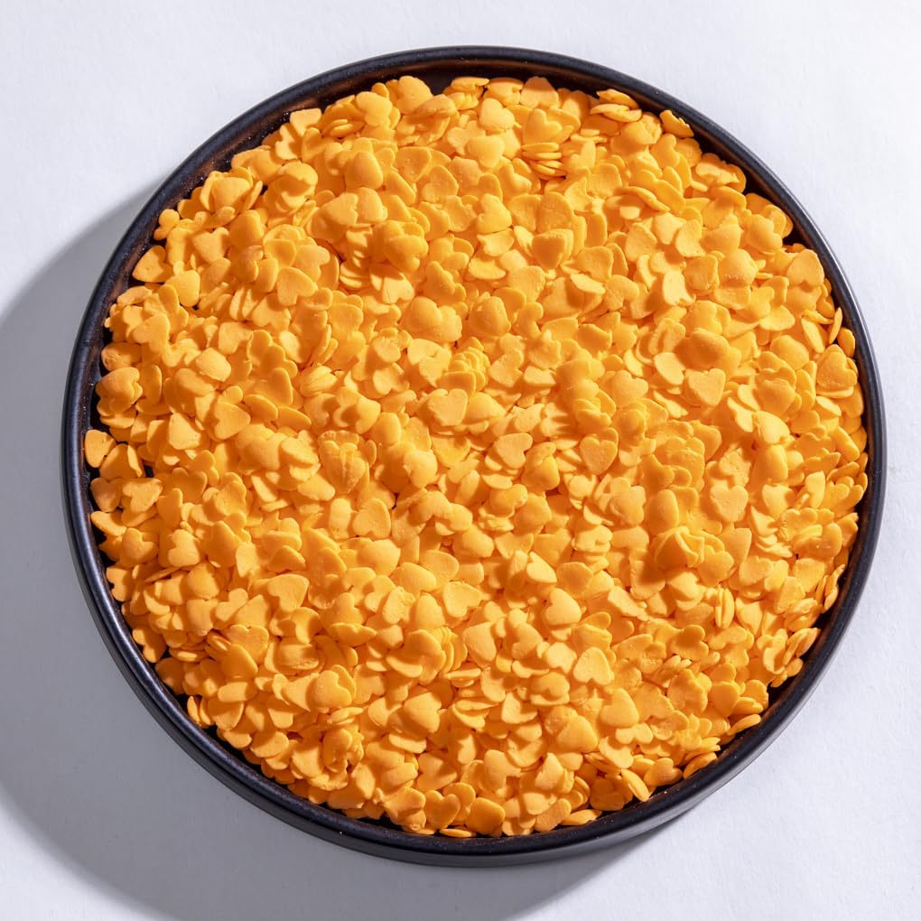 Orange Heart Sprinkles Heart Shapes Sprinkles Valentine Jumbo Heart Sprinkles for WEdding Cake Decorating - 3.53 oz/100g. (Orang