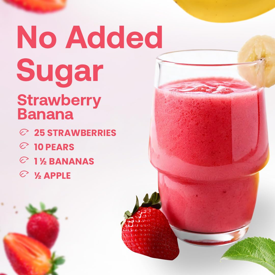 Dr. Smoothie 100% Crushed Strawberry Banana - No Added Sugar, Made With Real Fruits/Fruit Juice - Vegan, No Artificial Colors Or