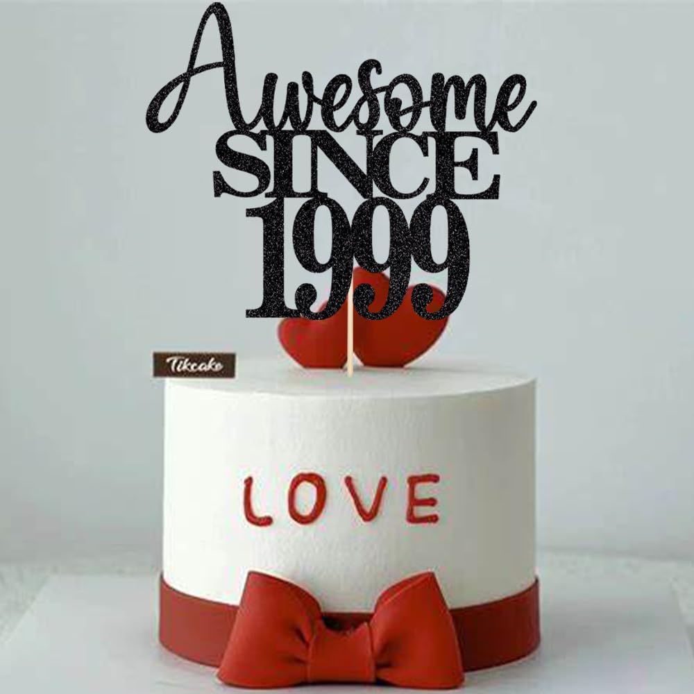 25Th Awesome Since1999 Cake Topper Cheers To 25 Years Birthday Cake Pick 25 Fabulous Cake Decoration For Happy 25Th Birthday Ann