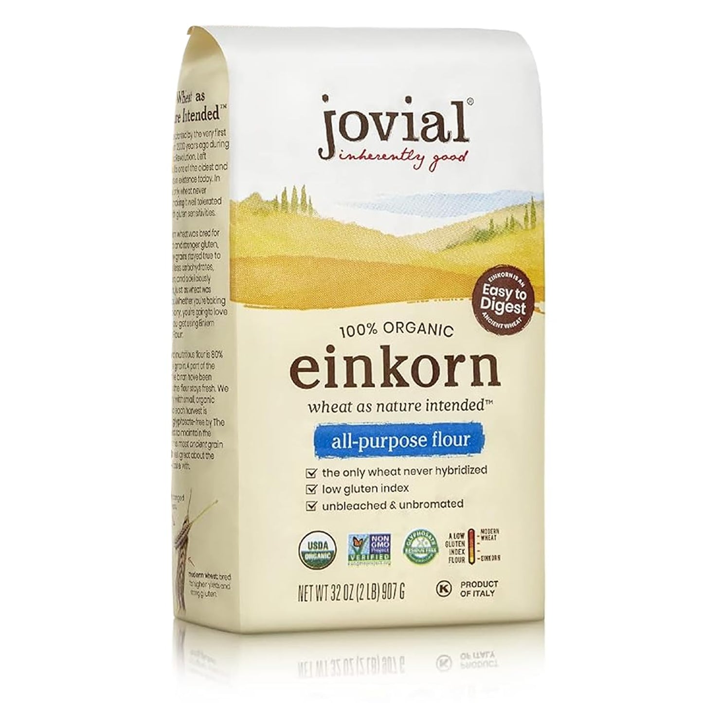 Jovial 100% Organic Einkorn All Purpose Flour - Baking Flour, High Protein, USDA Certified Organic, Unbleached Flour, Product of