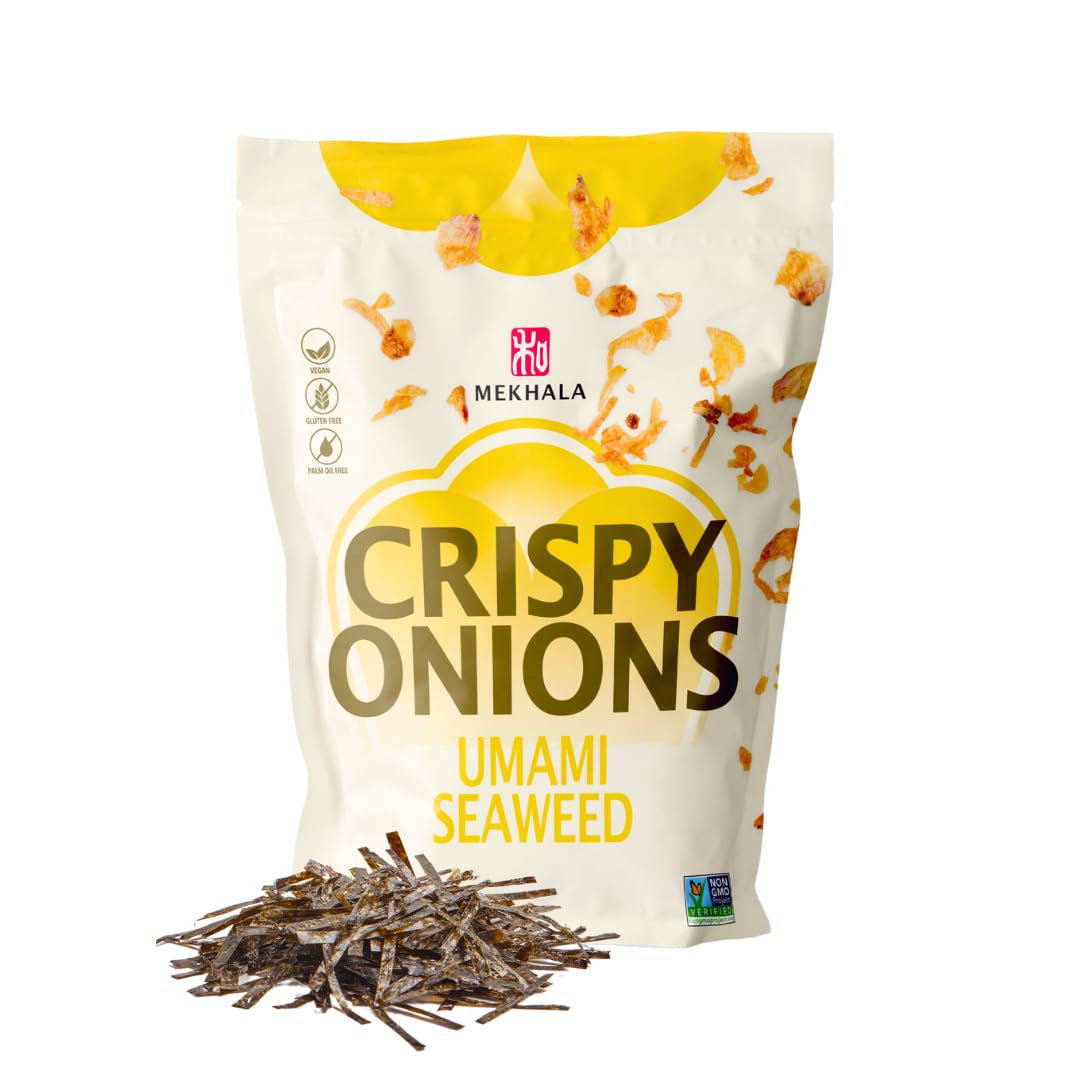 Mekhala Umami Seaweed Crispy Onions - Salad Toppings Crunchy Fried Onions For All-Purpose Seasoning Like Keto, Ramen Toppings, A