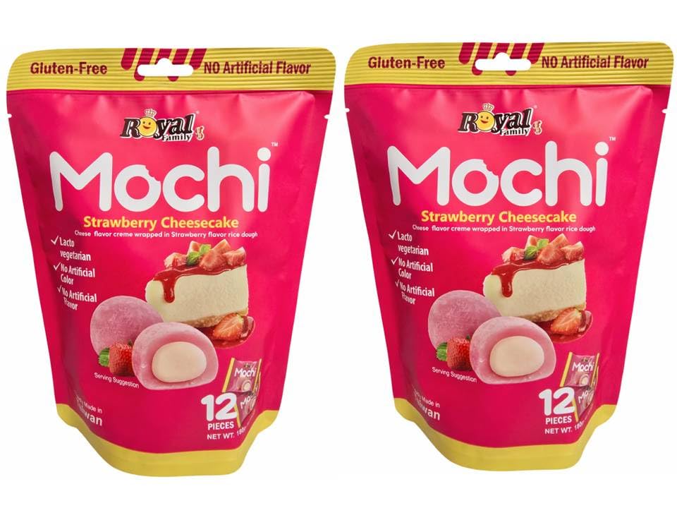 Mochi Strawberry Cheesecake Flavor- No Artificial Colors or Flavors, Lacto Vegetarian, 12 Individually wrapped (6.35oz) - 2 PACK