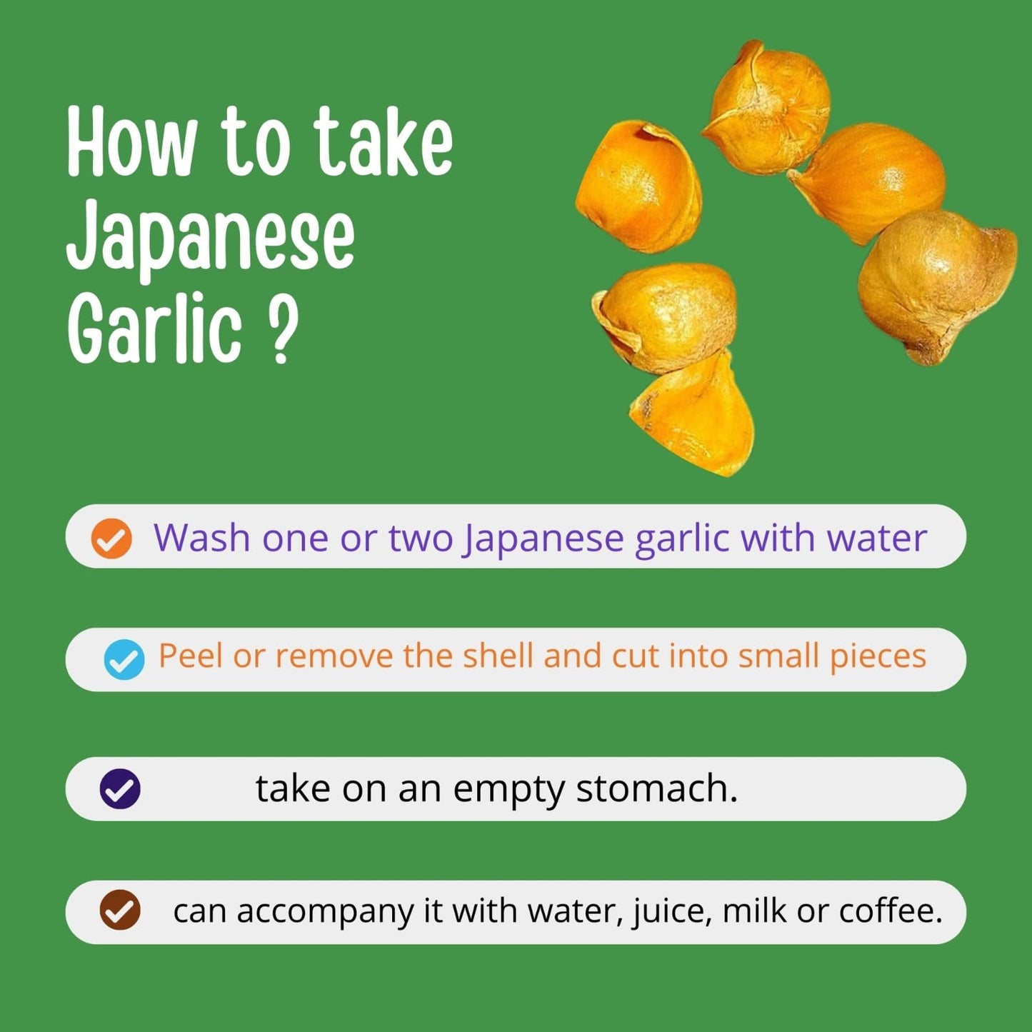 Ajo Japones 100% Natural 8 Oz/1/2 Pound, Ajo Chino, Vegan, Wild Crafted Japanese Garlic, Bulk Garlic, Ajo Japone Resealable Bag