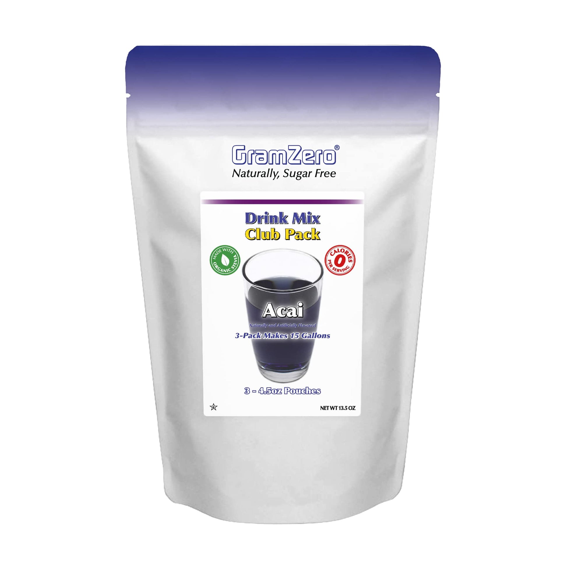 Gramzero Acai Zero Calorie Sugar Free Drink Mix, Great For Nutrition Club Loaded Tea, Stevia Sweetened