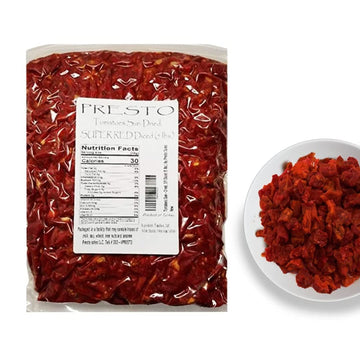 Tomatoes Sun-Dried, Super Red Diced Cut, Ready To Eat Vegetables | Produced From Fresh Field-Grown Tomatoes, Cut Into Diced Cut | Nutrient Full, Delightful, Flavorful, Vegan, Guilt-Free, Pure | Turkish, 5 Lbs. (80 Oz.) Vacuum Packed By Presto Sales Llc
