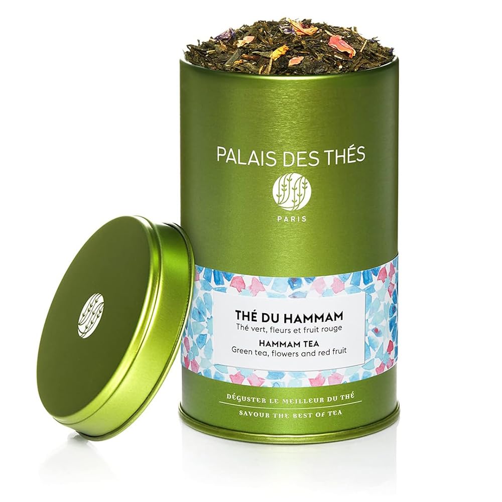 Palais des Thés Hammam Tea - Green Tea with Rose & Red Berries - 3.5oz Loose Leaf, Serves 20-25 Cups - Thé Du Hammam