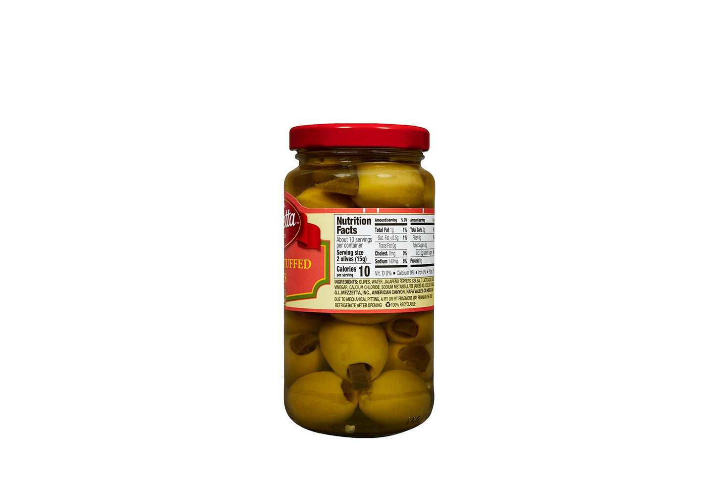 Mezzetta Jalapeno Stuffed Olives, Medium Heat, Gluten Free, Keto, 6 oz (Pack of 6)