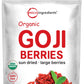 Organic Goji Berries, 32 Ounces | 100% Natural Sun-Dried Whole Fruit | Sulfate & Additive Free | Large Berry Form, Great Flavor For Drinks, Snacks, & Beverages | Non-Gmo & Vegan