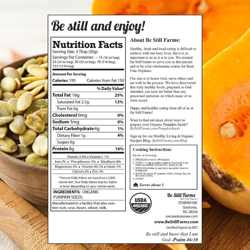 Organic Raw Pumpkin Seeds To Eat (2.8Lb) - Bulk Whole Unsalted Pepitas With No Shell By Be Still Farms - Natural Snacks For Keto
