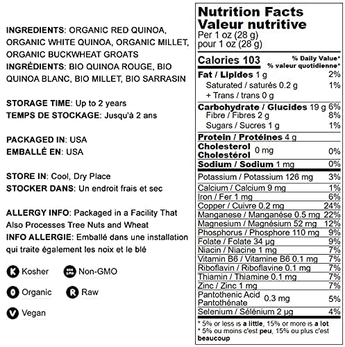 Food To Live Organic Super Grains Blend, 1 Pound - A Mix Of Millet, Buckwheat, Red And White Quinoa. Non-Gmo, Non-Irradiated, Ve