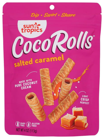 Sun Tropics Non-Gmo Rolled Coconut Wafer Rolls 4Oz, 2 Pack (Salted Caramel)