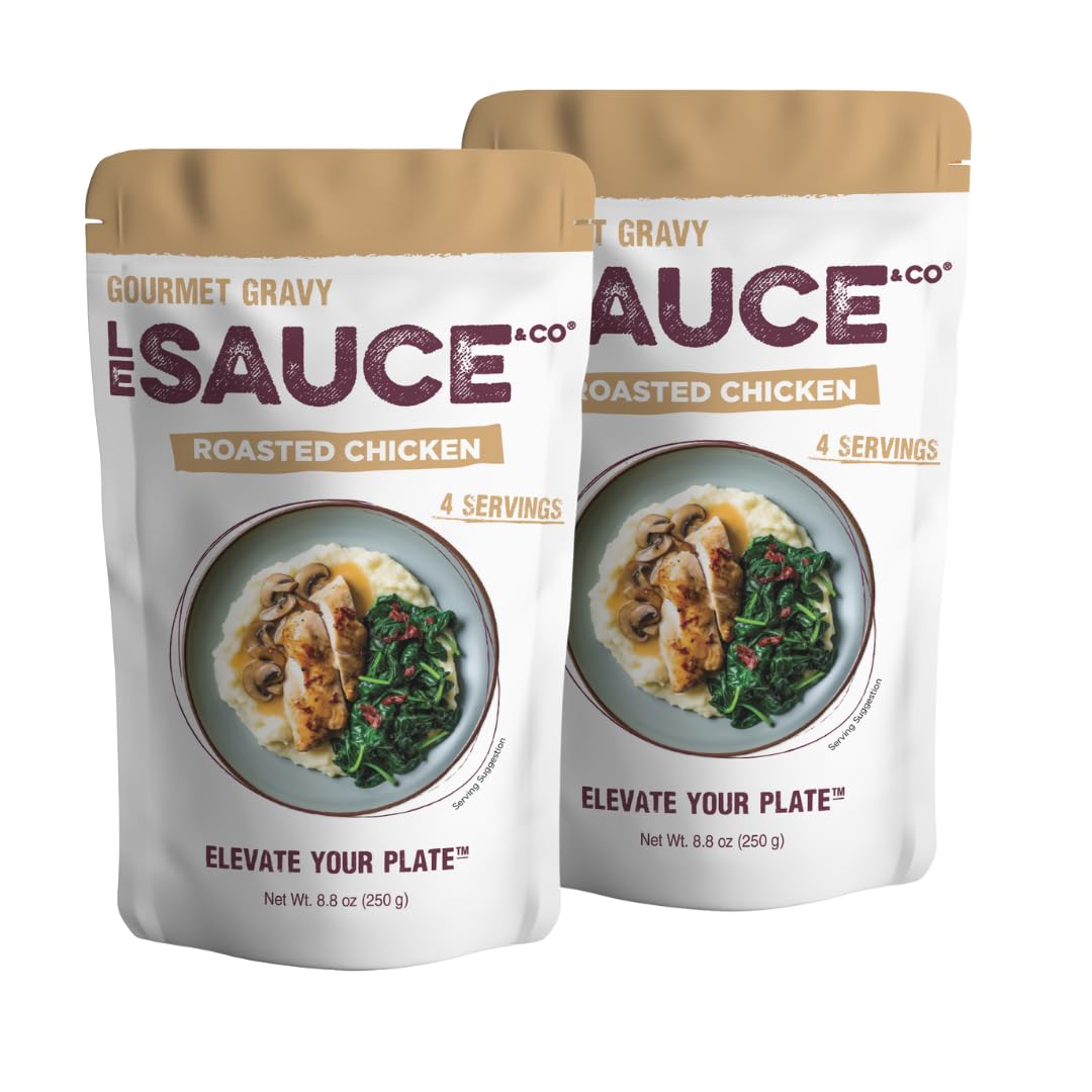 Le Sauce & Co. Roasted Chicken Brown Gravy Mix, Gluten Free, 4-Serving Size, Premium Broth