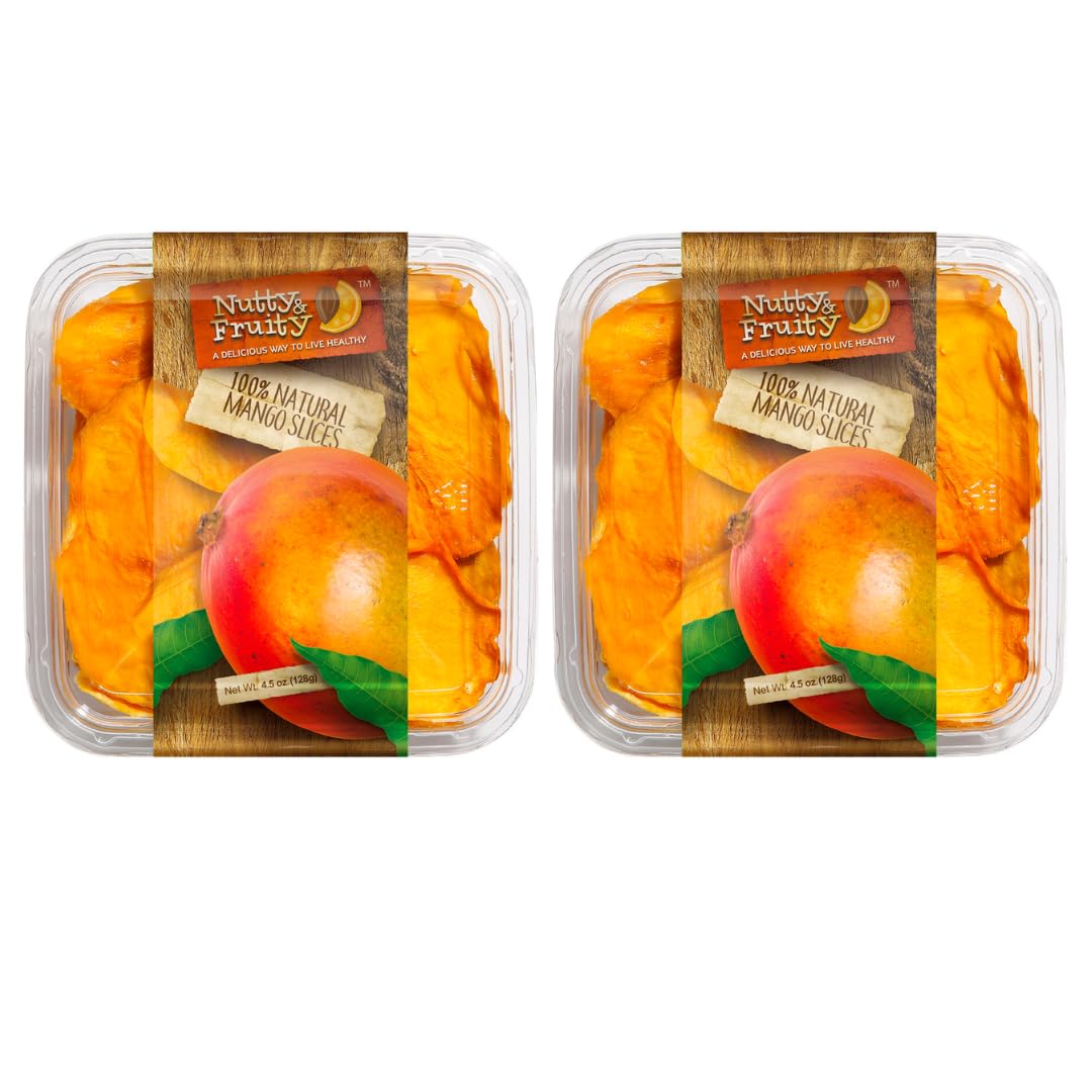 NUTTY & FRUITY Dried Mangos Slices, 4.5 oz - Pack of 2 by Lyza's Sweets & Treats